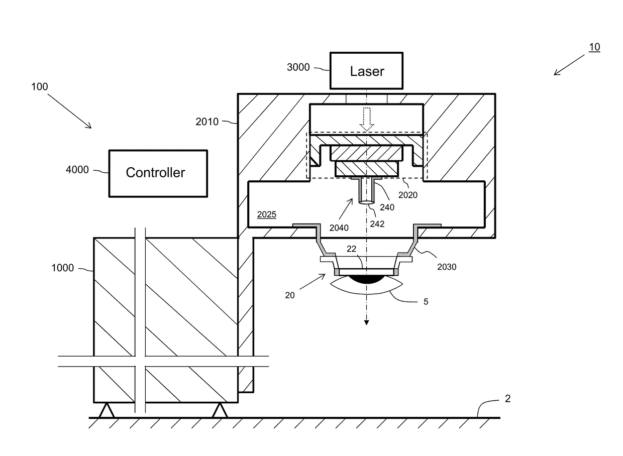 Patient interface device for laser eye surgery having light guiding structure for illuminating eye