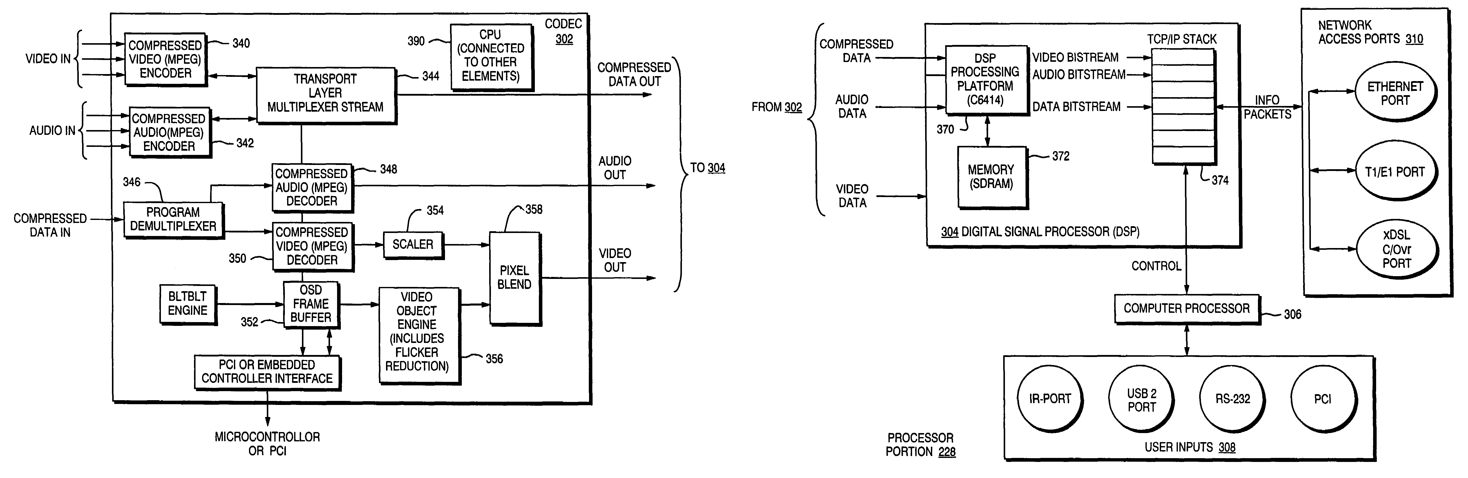 Broadband network system configured to transport audio or video at the transport layer, and associated method