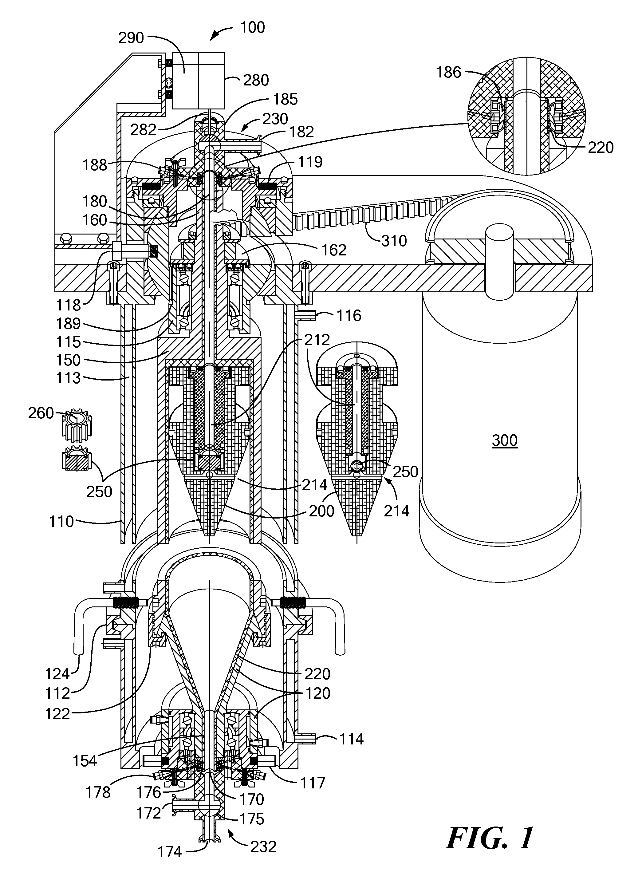 Solids discharge centrifugal separator with disposable contact elements