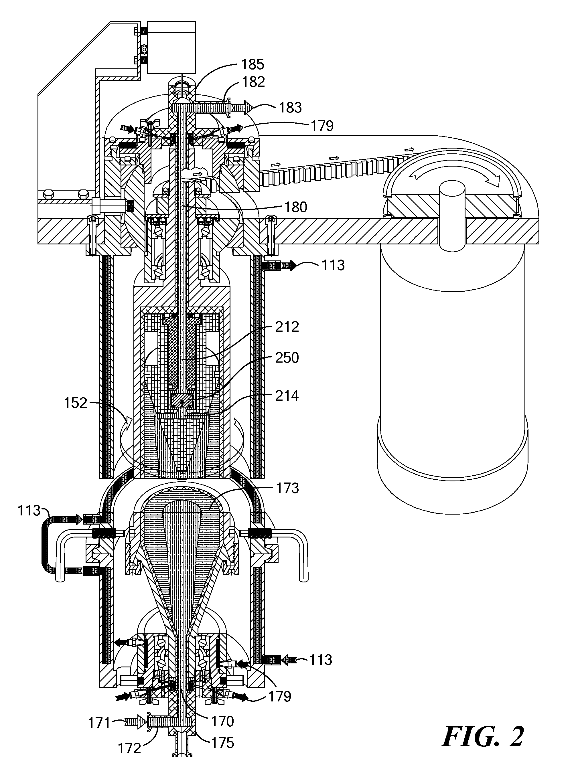 Solids discharge centrifugal separator with disposable contact elements