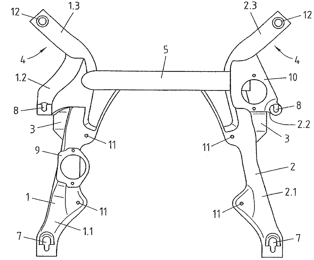 Front axle carrier with integrated steering box