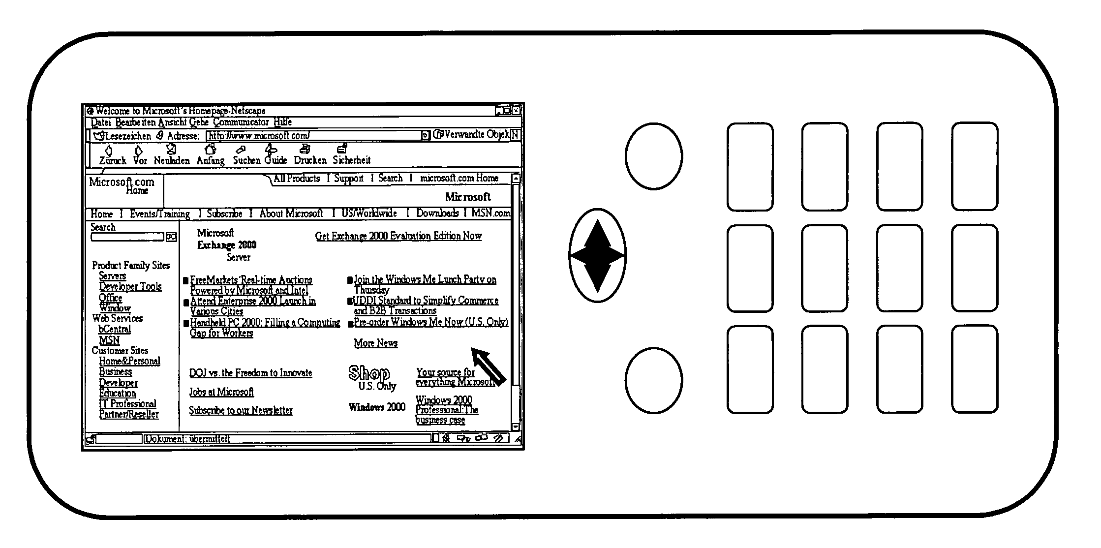 Method for the display of standardized large-format internet pages with for example HTML protocol on hand-held devices with a mobile radio connection