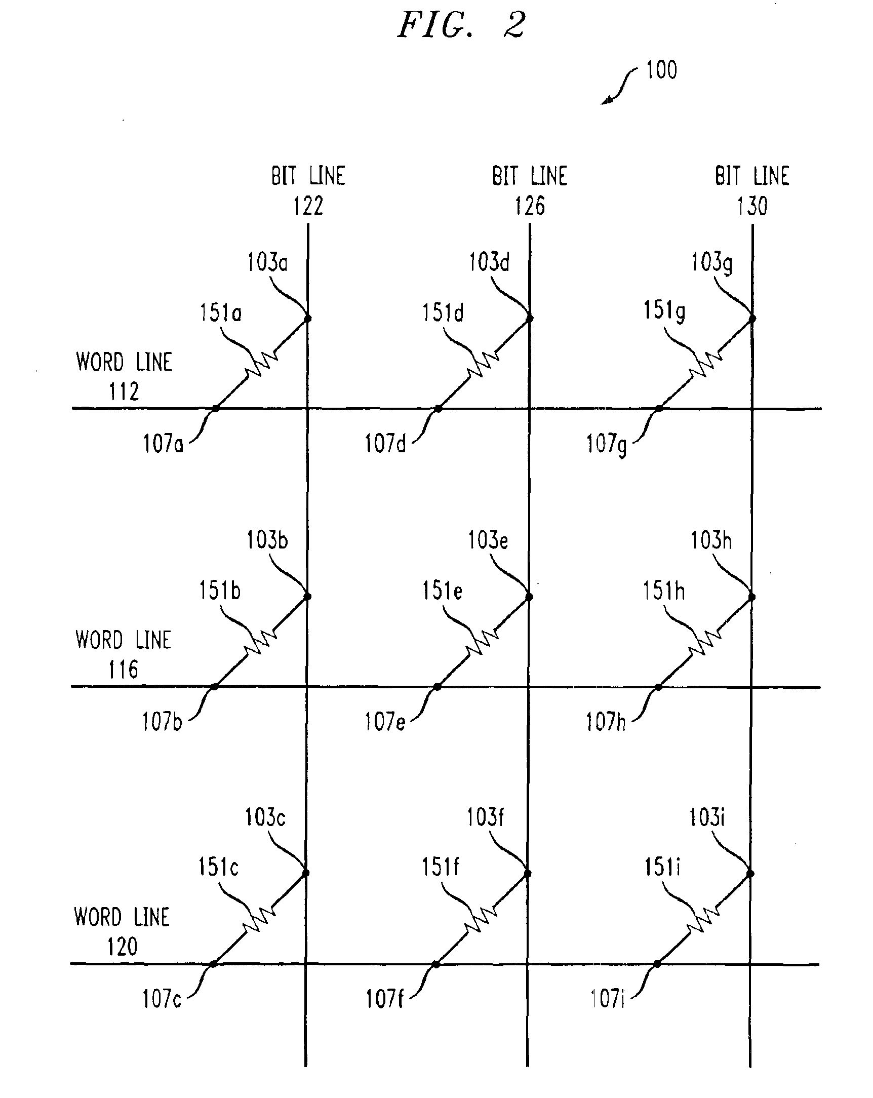 Memory array employing single three-terminal non-volatile storage elements