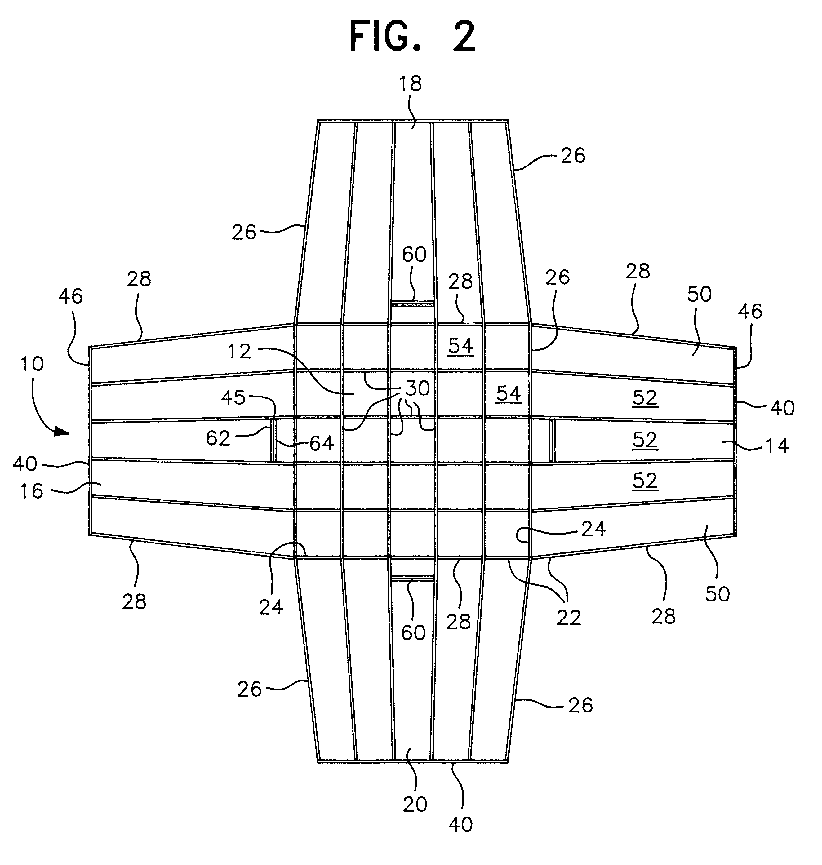 Cruciform parachute with arms attached