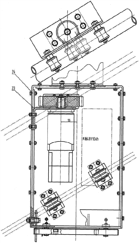 Flexible gear driven corridor elevator walking mechanism