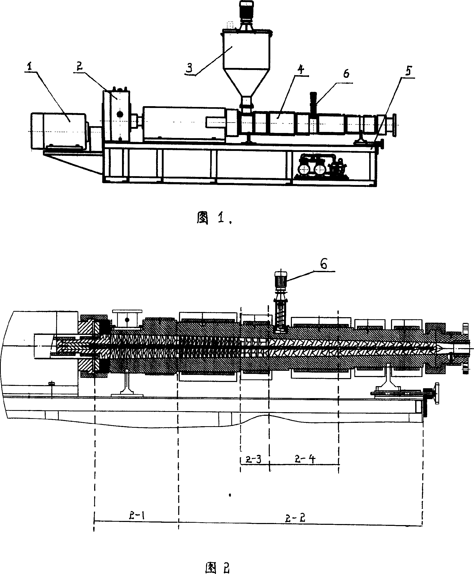 Conical double screw extruder special for wood plastic composite material