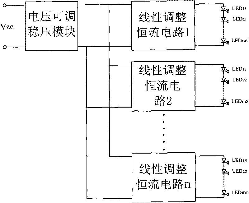 Circuit for multi-path LED constant current driving