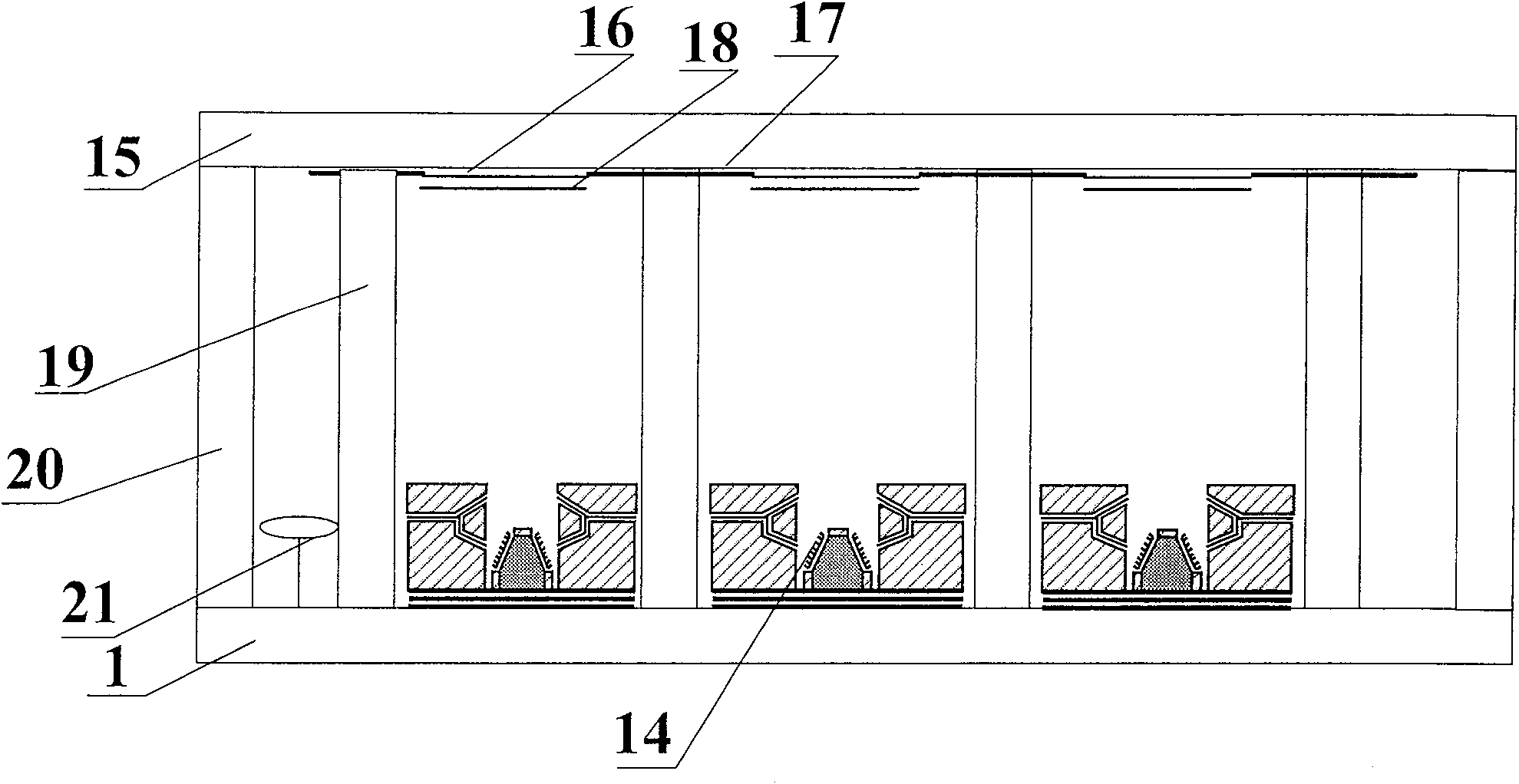 Flat panel display with bevelled grid controlled cathode structure in truncated cone form, and fabricating technique thereof