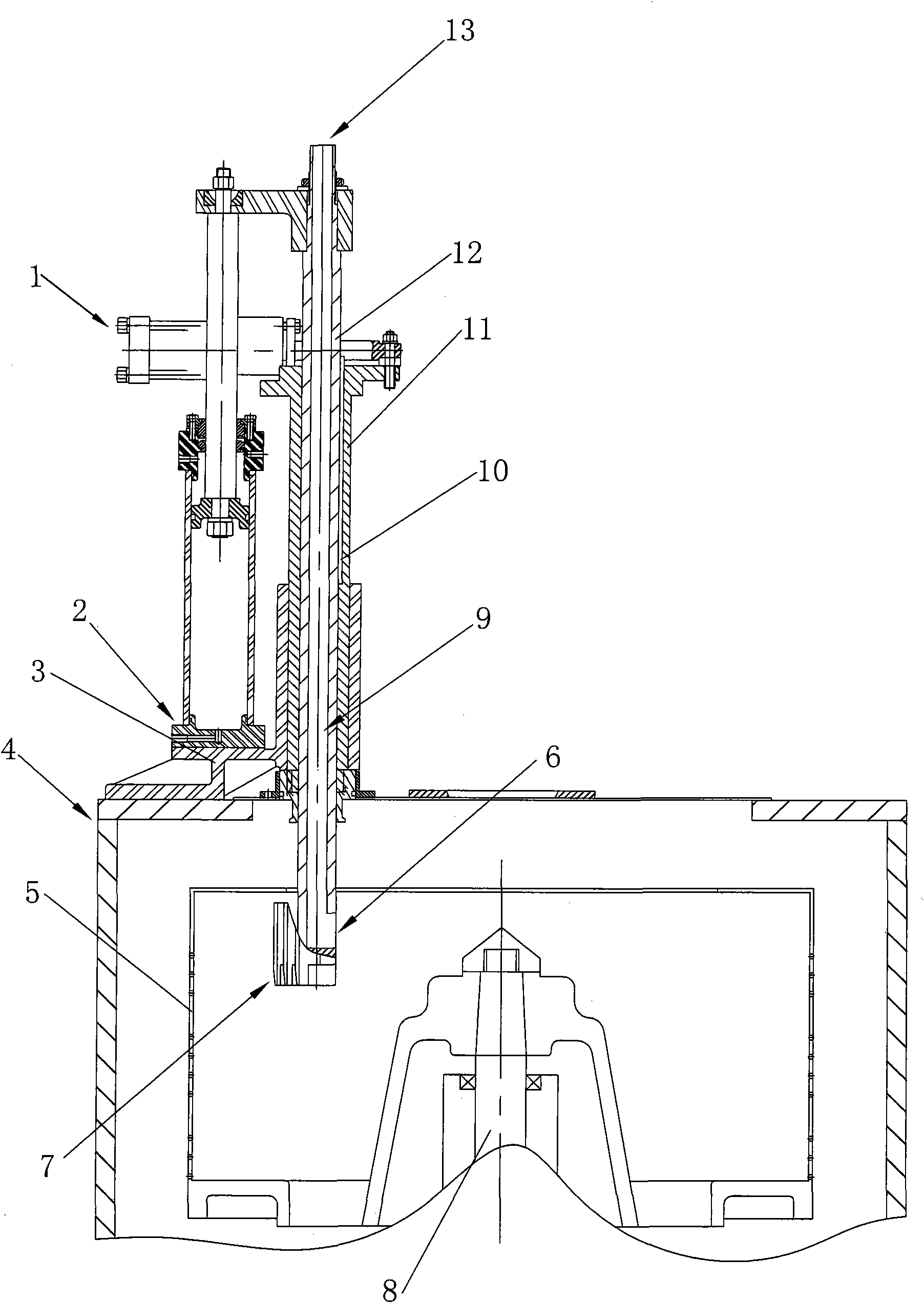 Distributing and discharging device for centrifuge