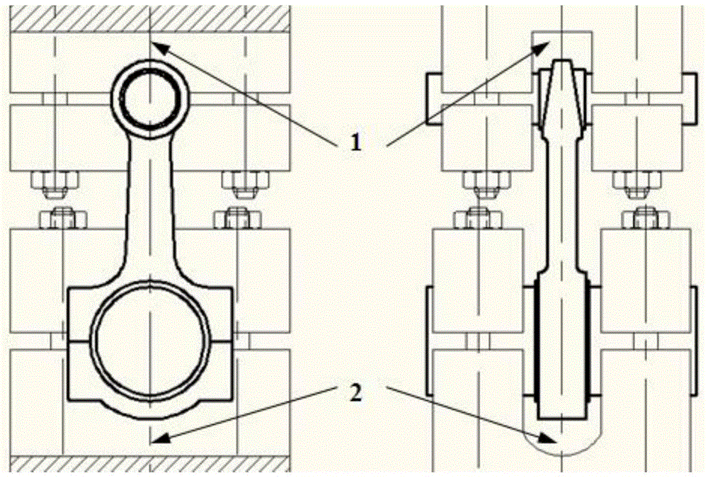 Auxiliary block for connecting rod fatigue test