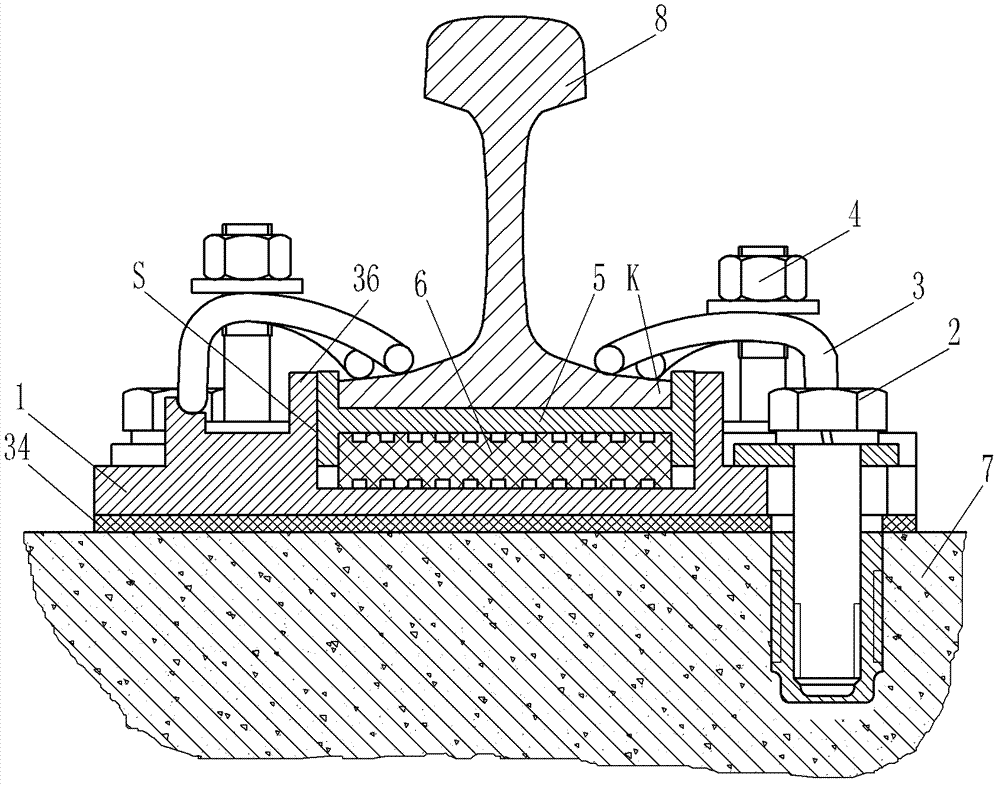 Transverse stiffness-reinforced rail fastener