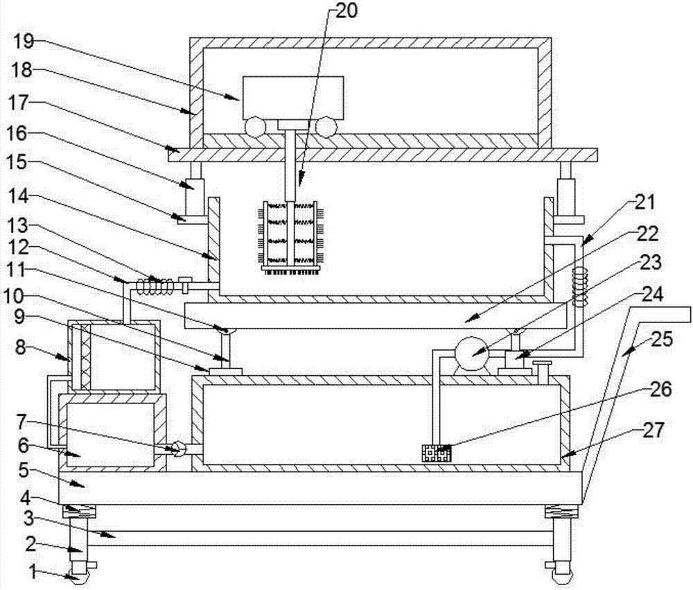 Waste water circulating type remaining concrete recovering and processing device