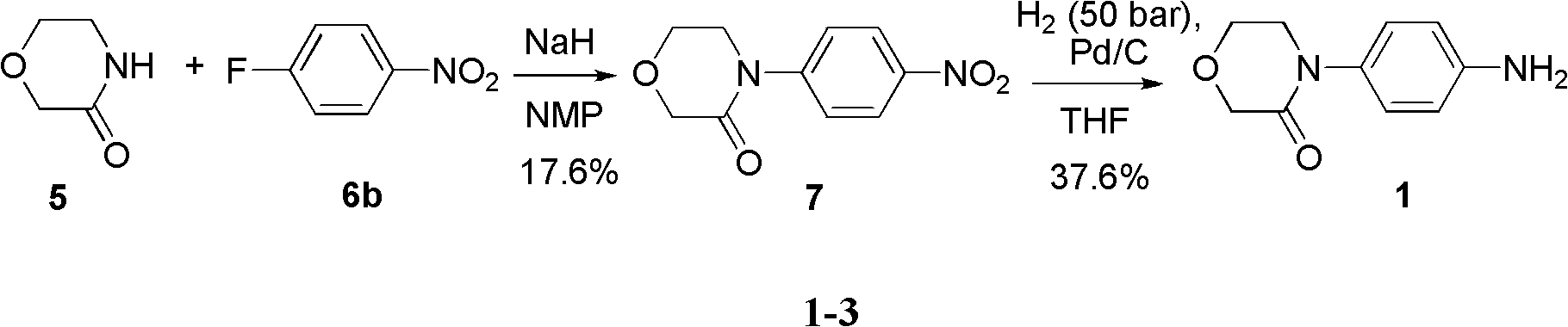 4-(4-amion phenyl)-3-morpholone intermediate amide and synthesis method and application thereof