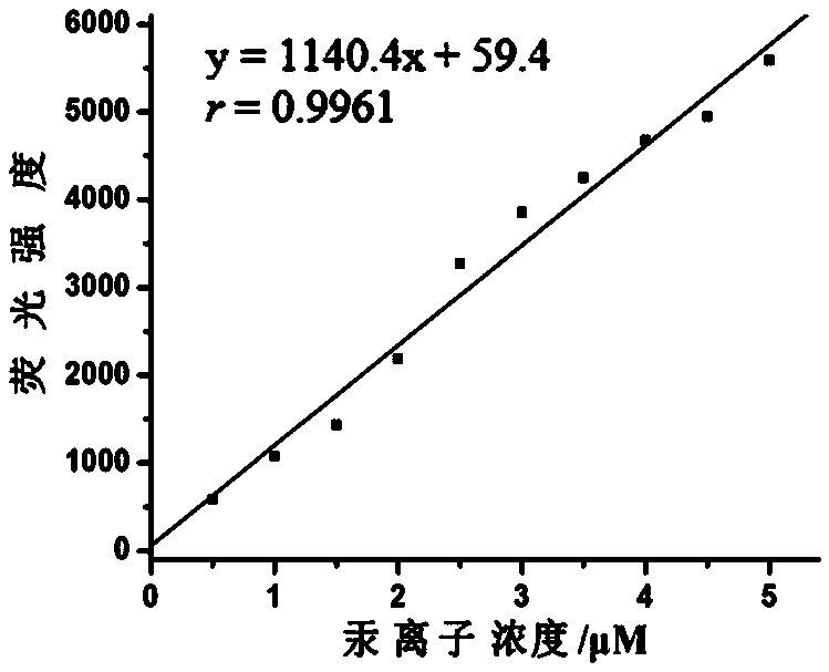 Novel mercury ion fluorescent probe based on rhodamine B as well as preparation method and application thereof