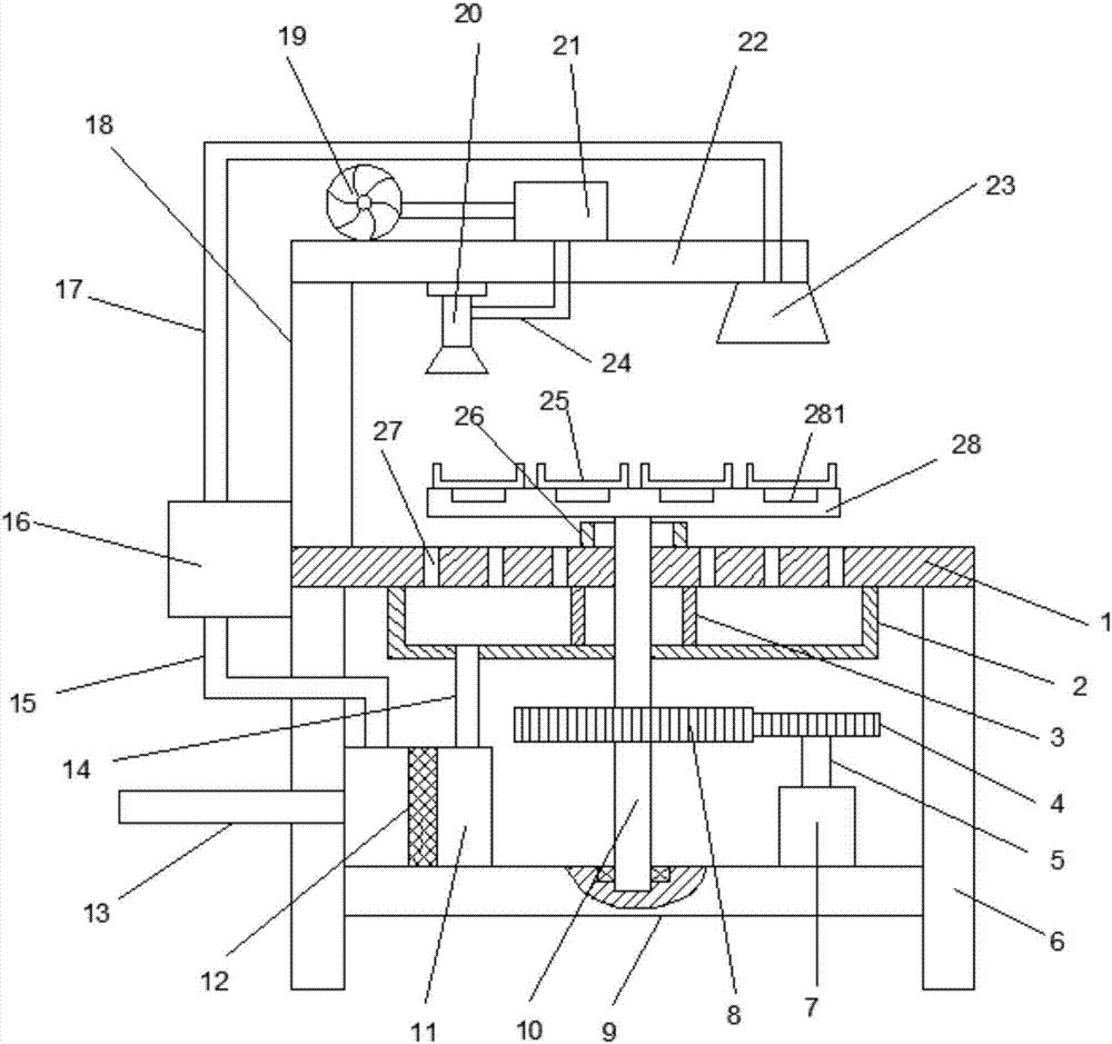 Rotary oil-spray-coating drying device for bearing machining