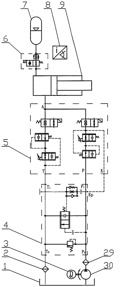 Energy accumulator vibration attenuation valve group with locking function