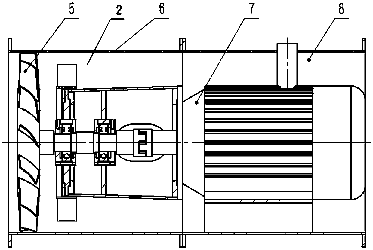 Local ventilator for coal mine application and provided with transmission cases