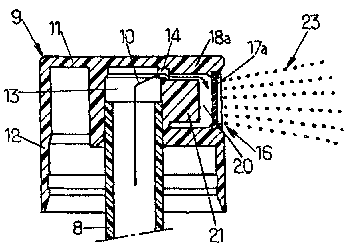 Spraying device and use of this device