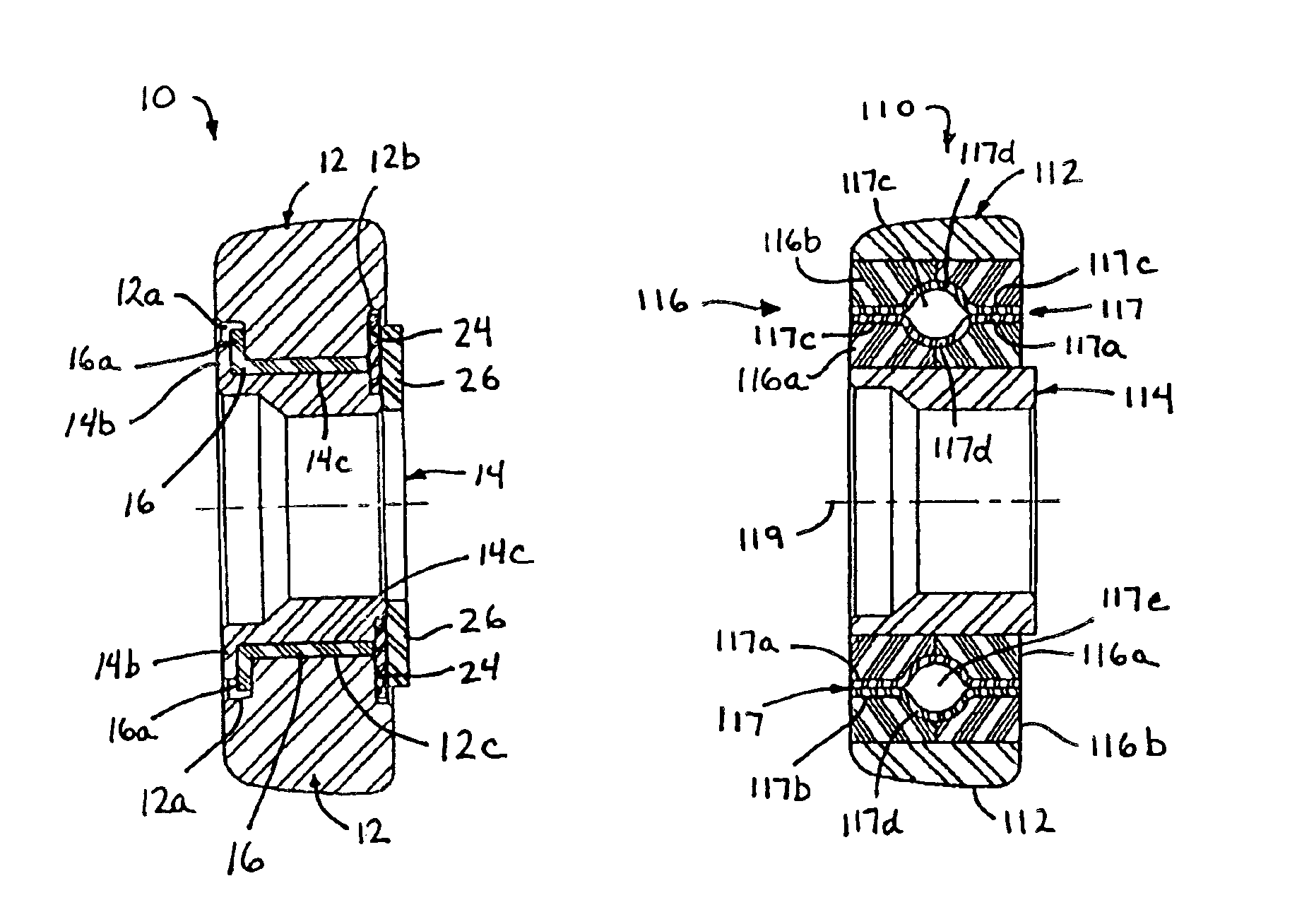 Journal bearing for trolley wheel