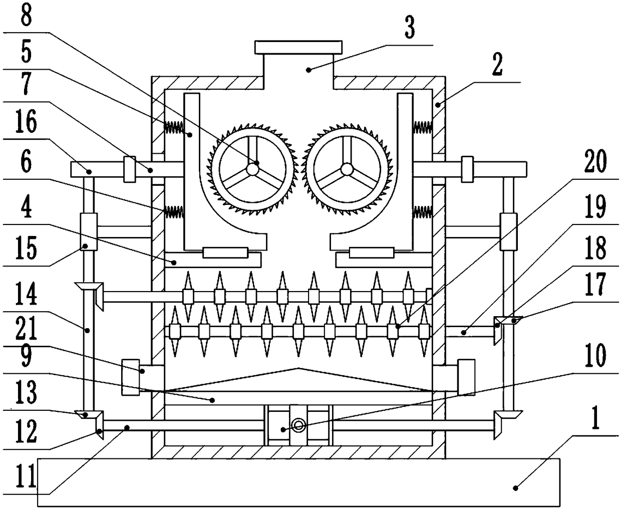 Magnetic disk crushing device for electronic component production