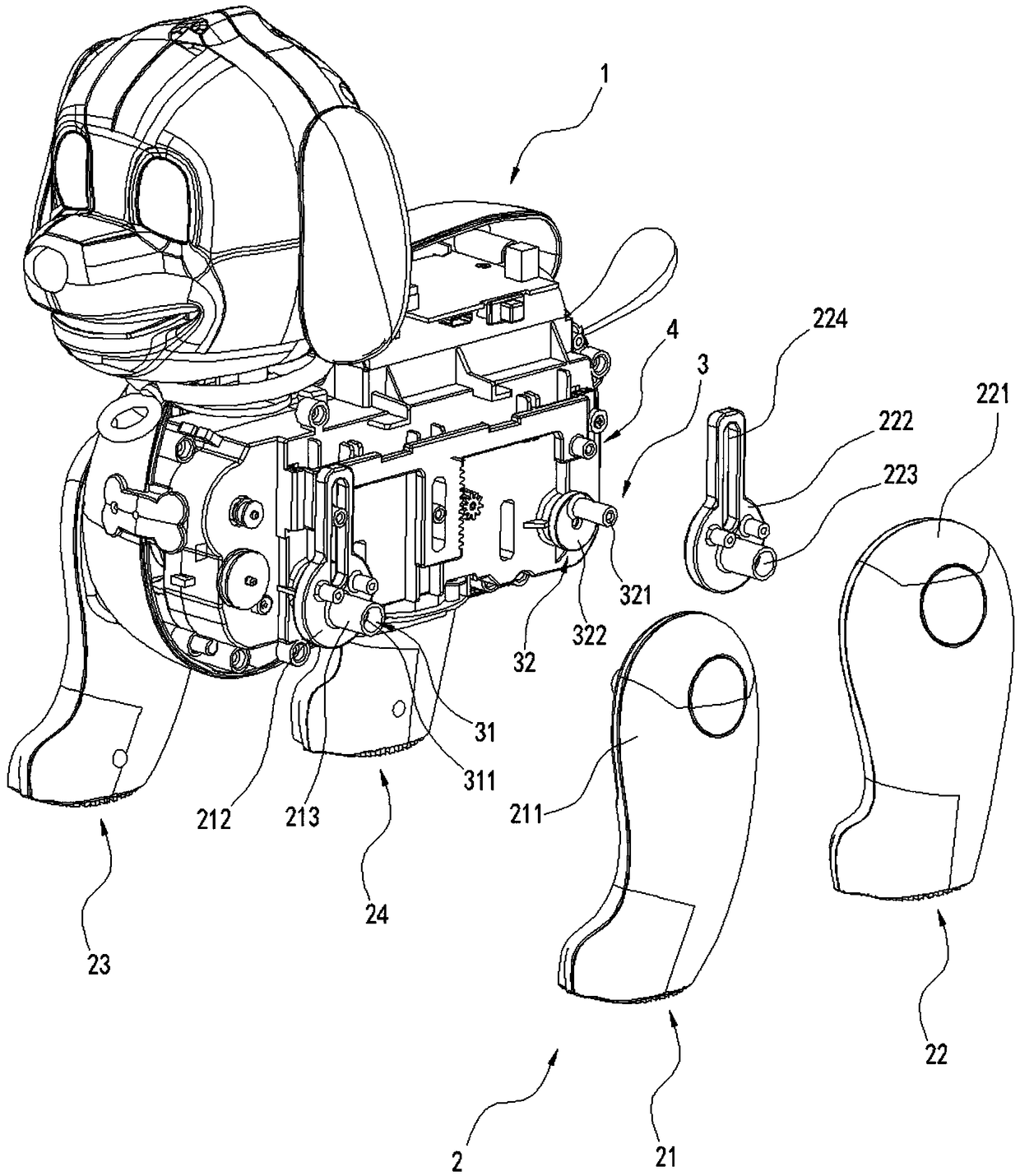 Bionic electric quadruped toy with turning function