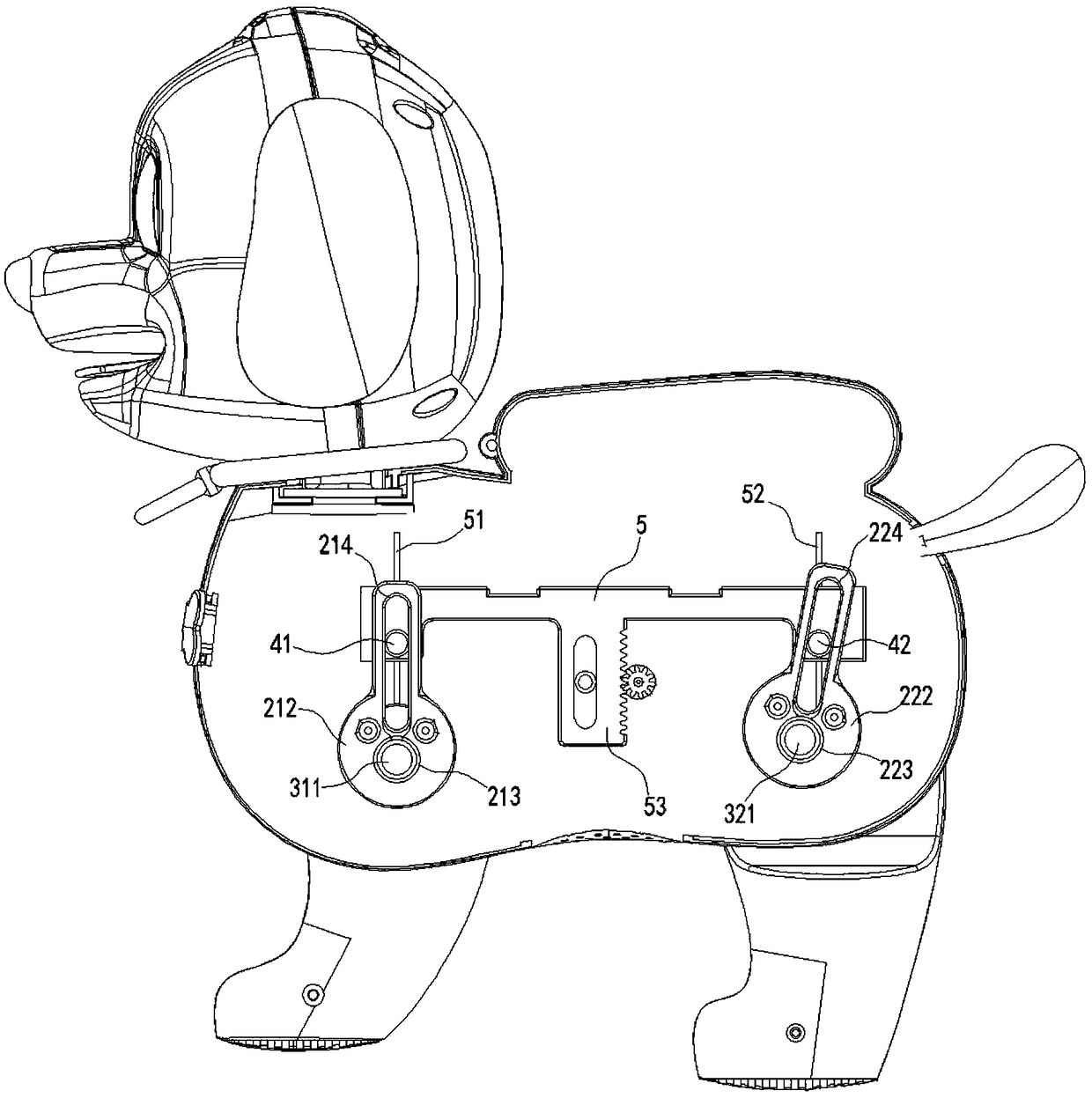 Bionic electric quadruped toy with turning function