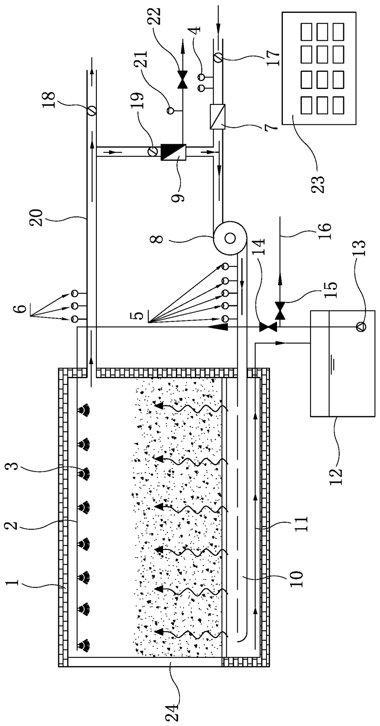 Biological drying treatment device and method for domestic garbage