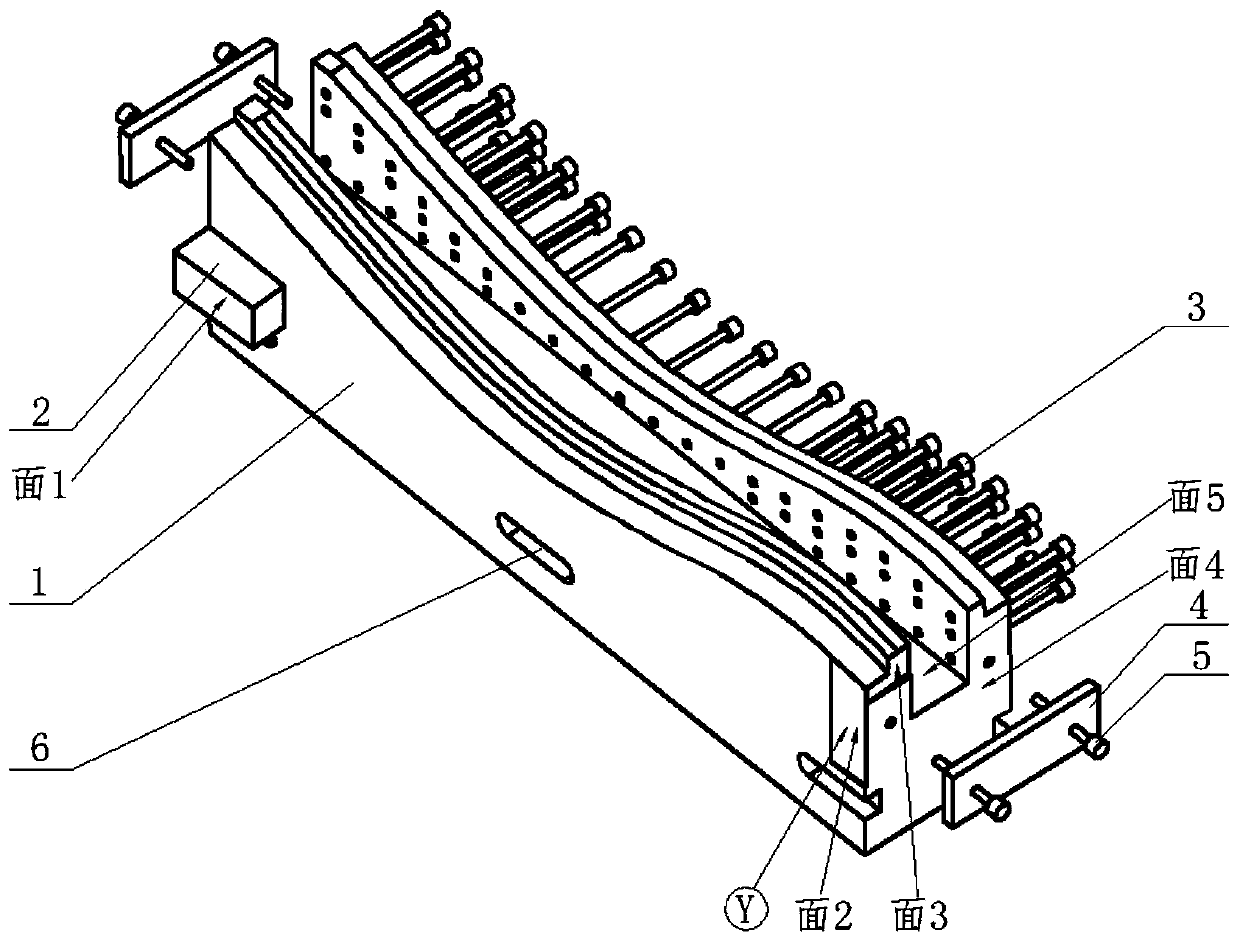 Composite material fan blade leading edge metal reinforcement edge two kinds of blank processing dual-purpose fixture