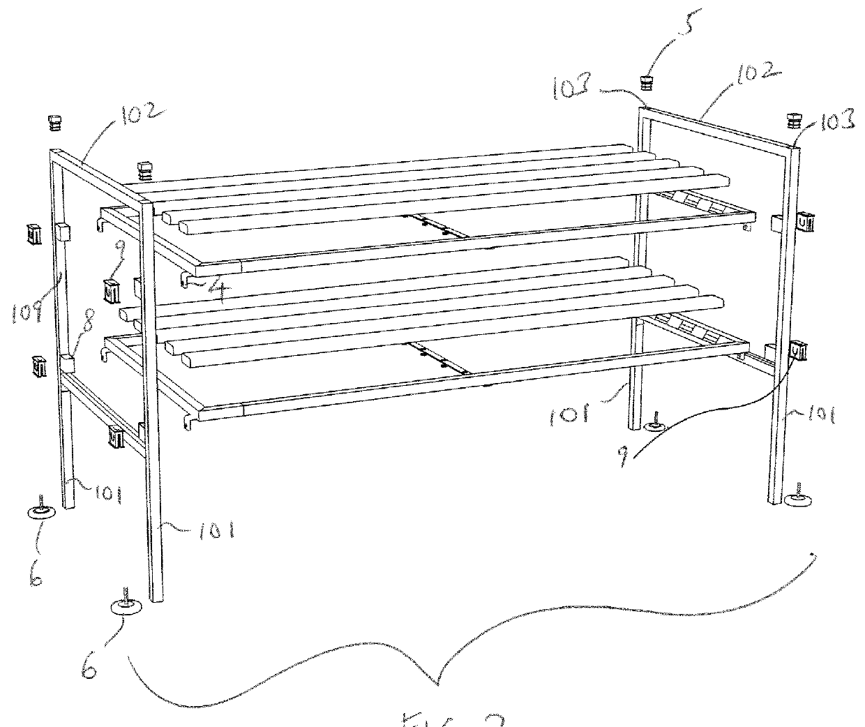 Connector for modular rack assembly