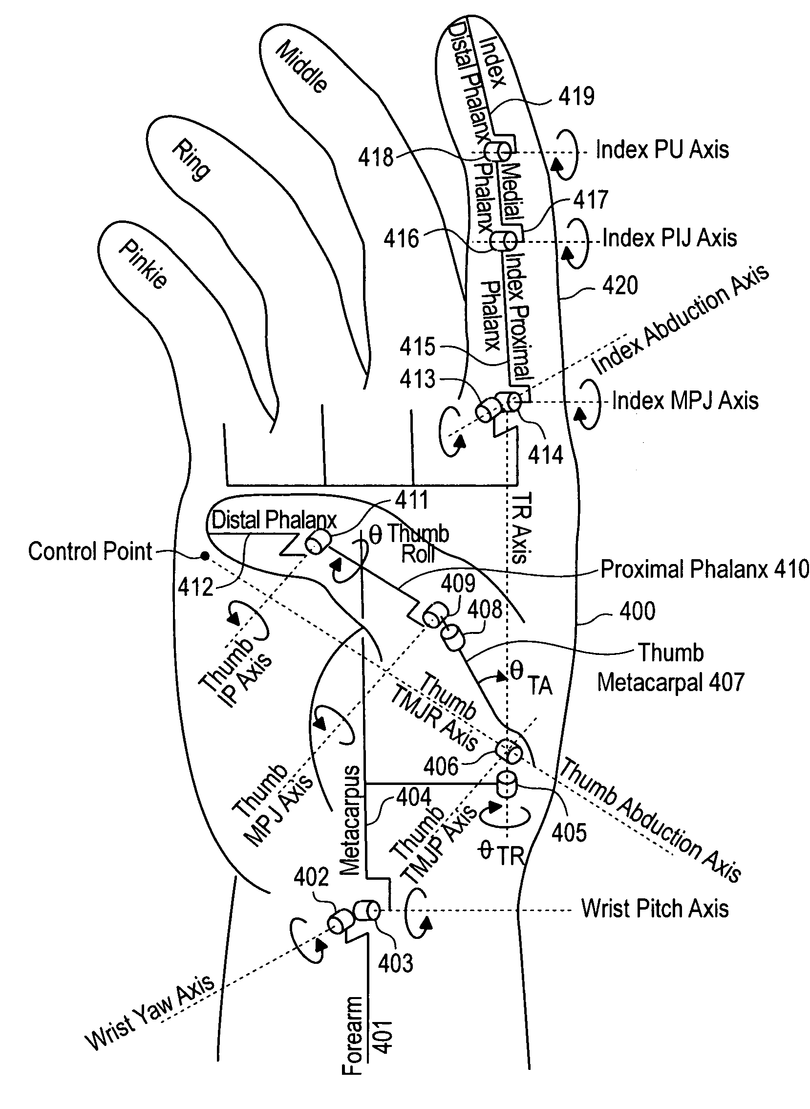 System and method for constraining a graphical hand from penetrating simulated graphical objects