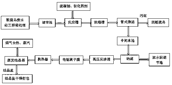 Salt crystallization separation device and process capable of realizing zero emission