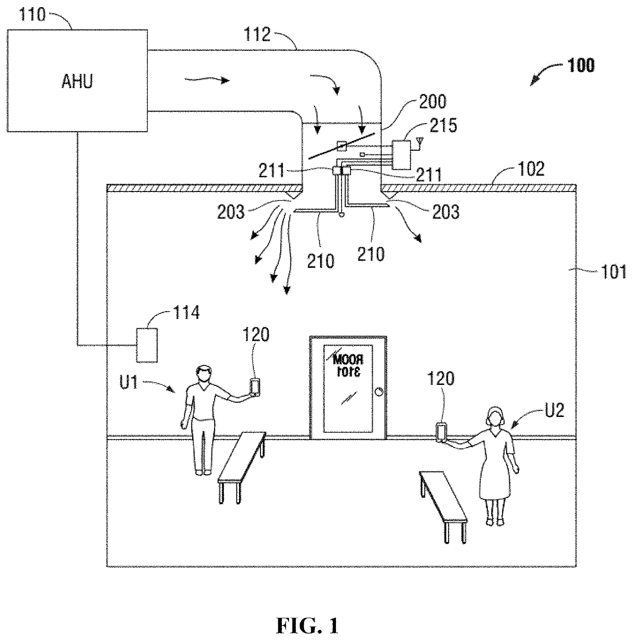 Personal comfort variable air volume diffuser with improved air quality elements