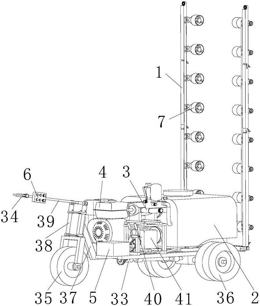 Dispersed wind source directional air-blast electrostatic spraying machine