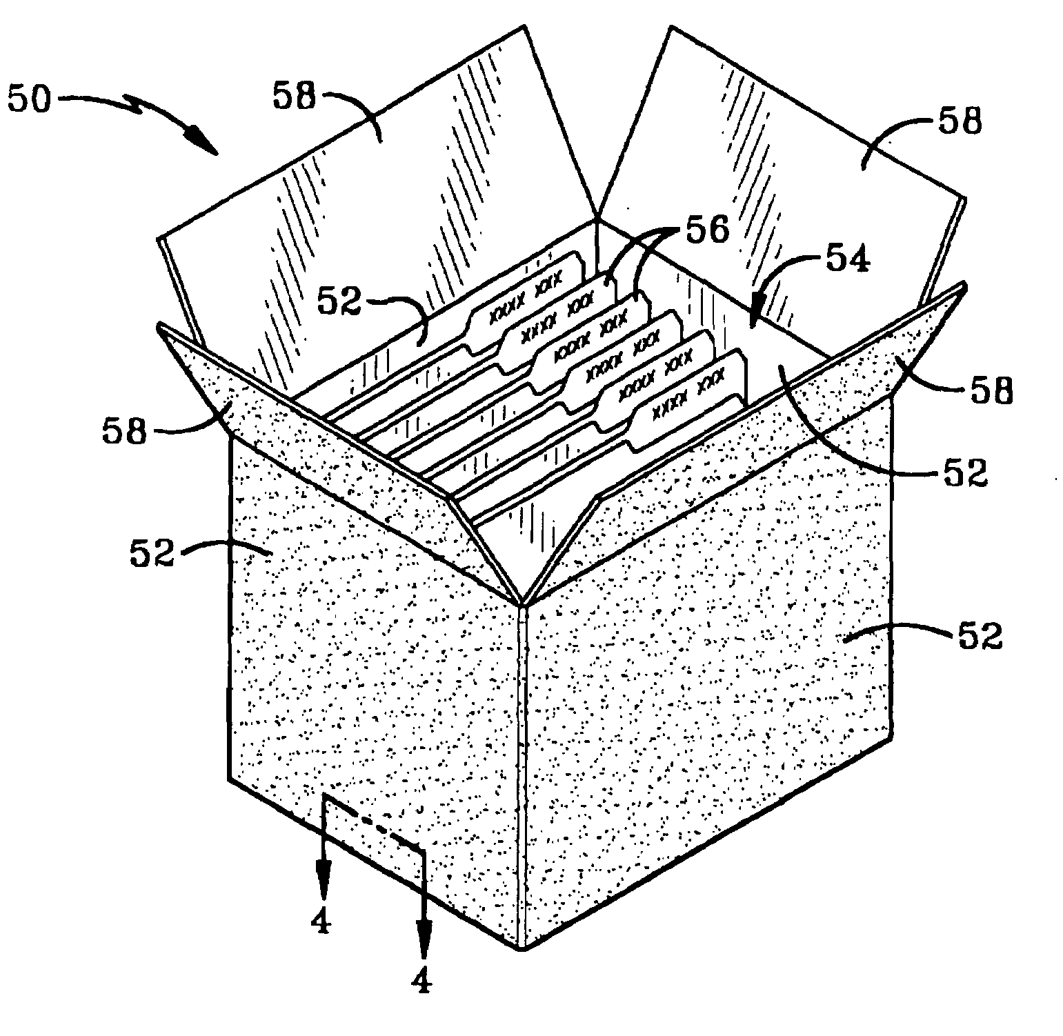 Storage box having protective materials incorporated therein