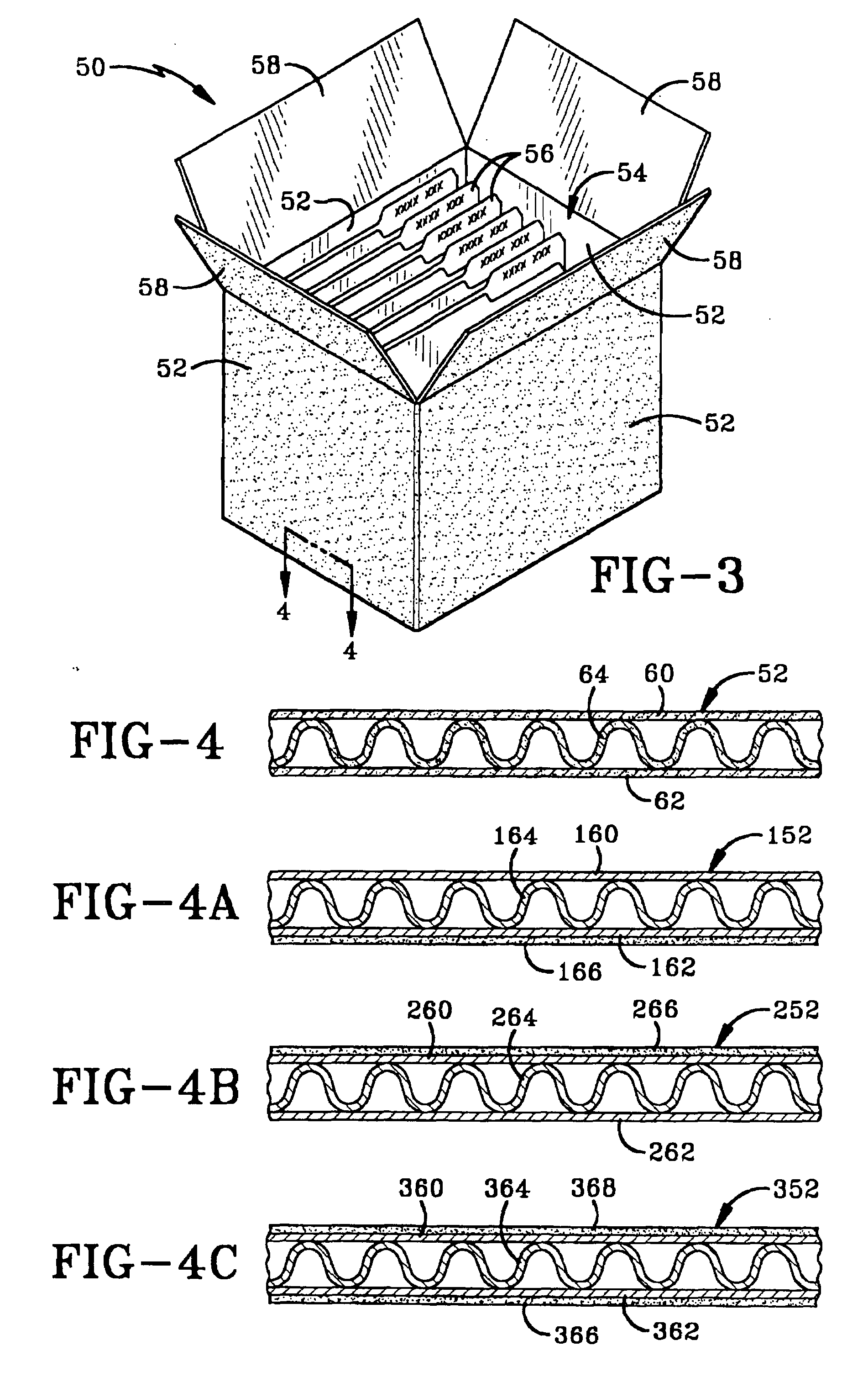 Storage box having protective materials incorporated therein