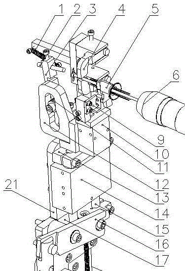 Core column positioning mechanism for core column guide wire welding