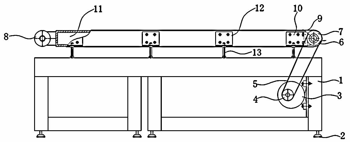 Conveying type glass lower piece table