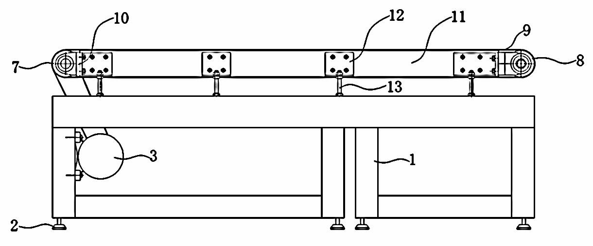 Conveying type glass lower piece table