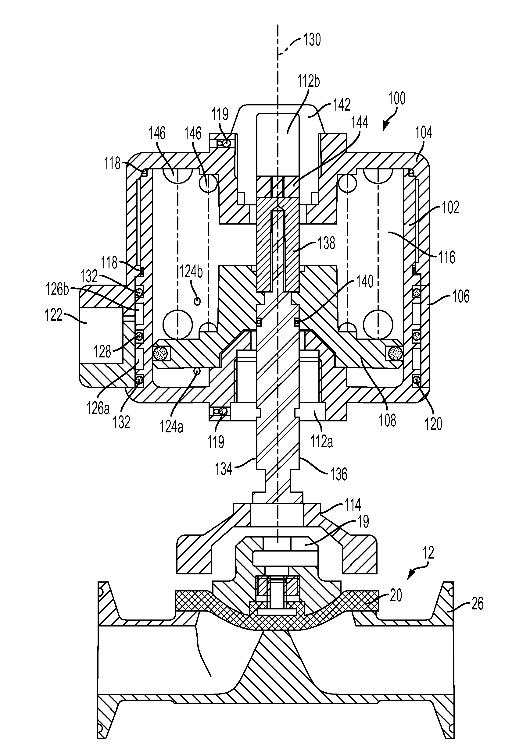 Actuator for operating valves such as diaphragm valves