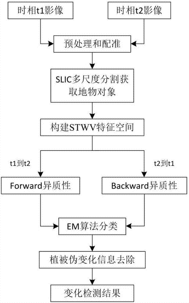 Method for detecting changes in surrounding environment of water body based on forward and backward heterogeneity of remote sensing images