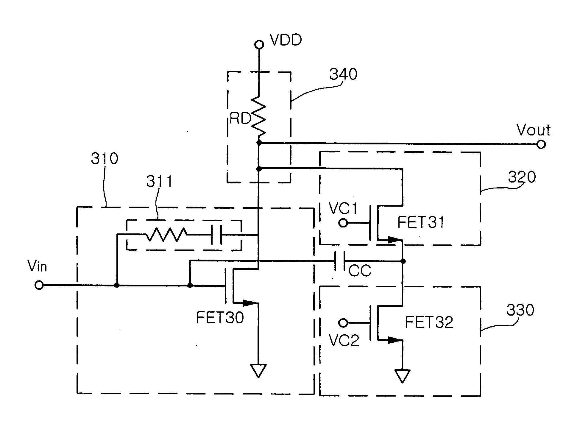 Variable gain wideband amplifier