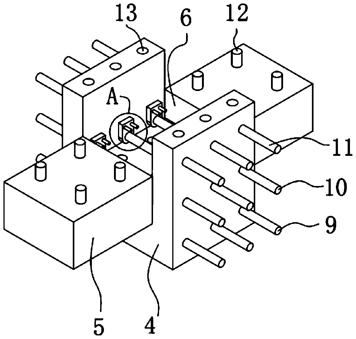 Fabricated building lotus-root-type beam pre-buried heat-preservation plate post-tensioned anchorage joint structure and construction method thereof