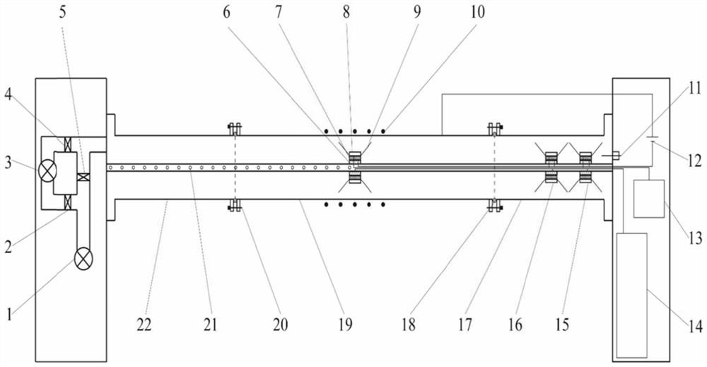 Magnetron sputtering device for coating film on inner wall of pipe with large length-diameter ratio