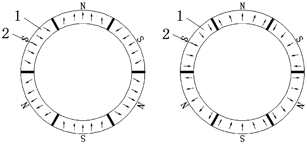 Tile-shaped magnet with halbach array structure effect and manufacturing method