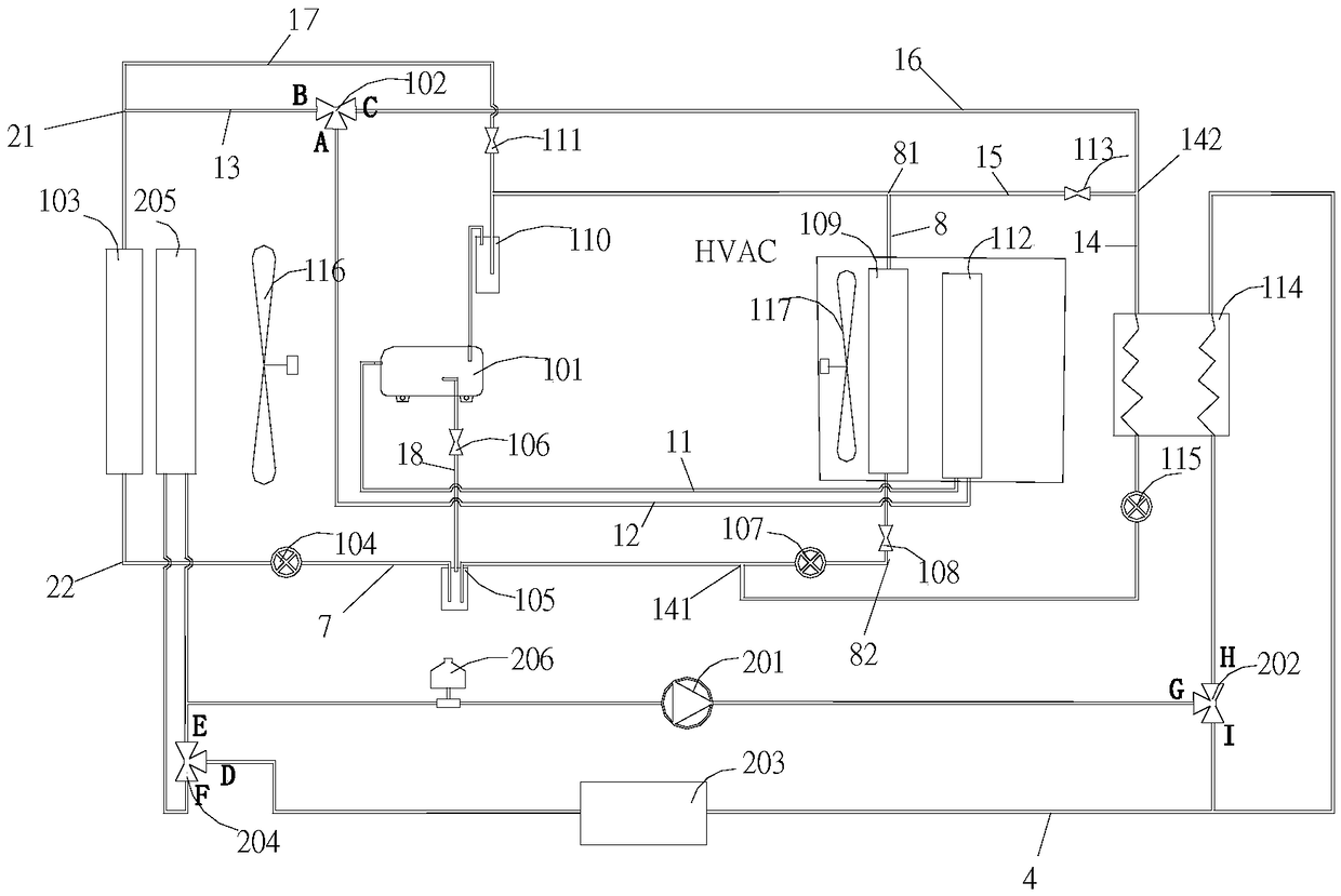 Heat pump air conditioning system and control method thereof and automobile