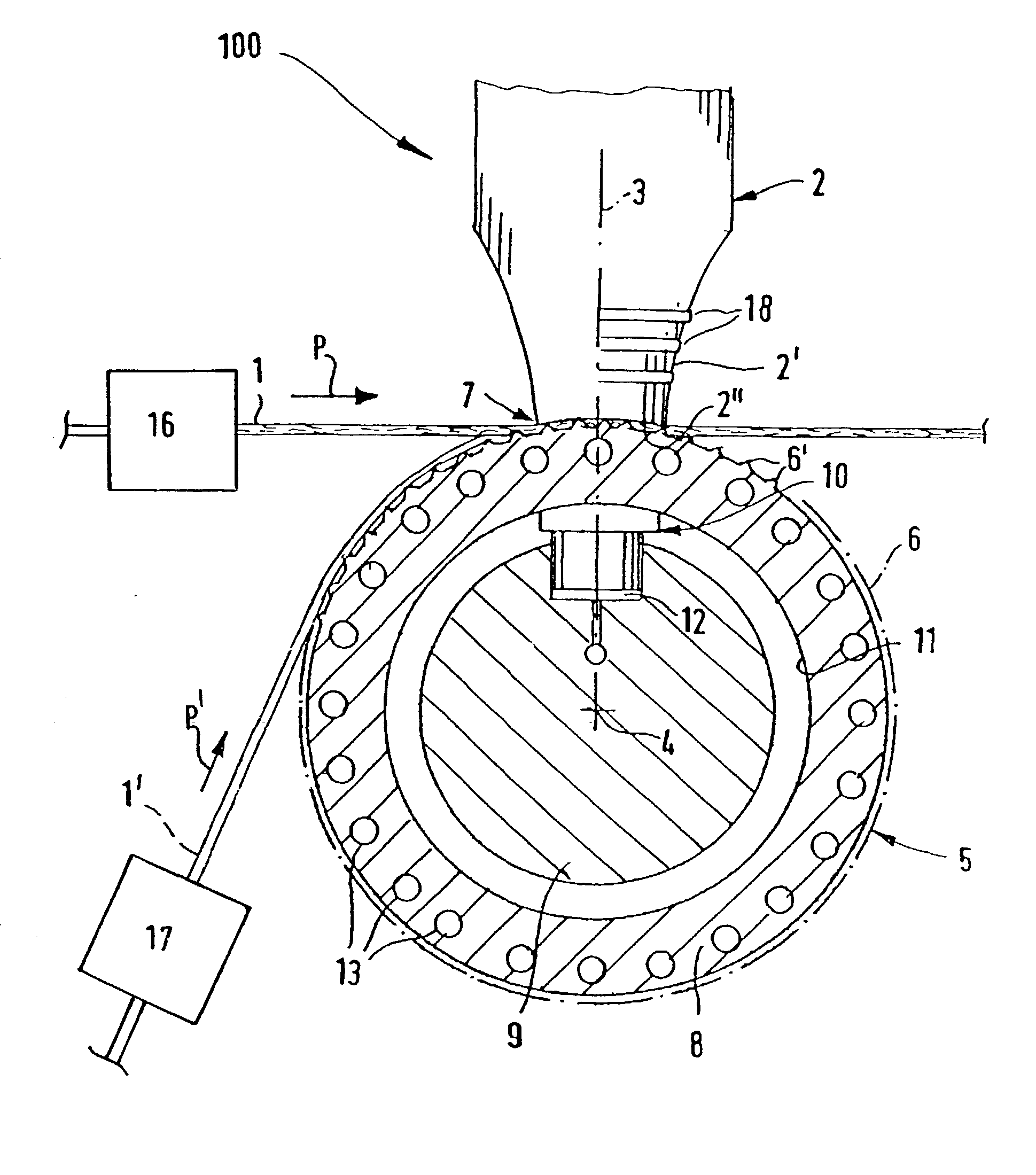 Method and device for ultrasound treatment of a fabric