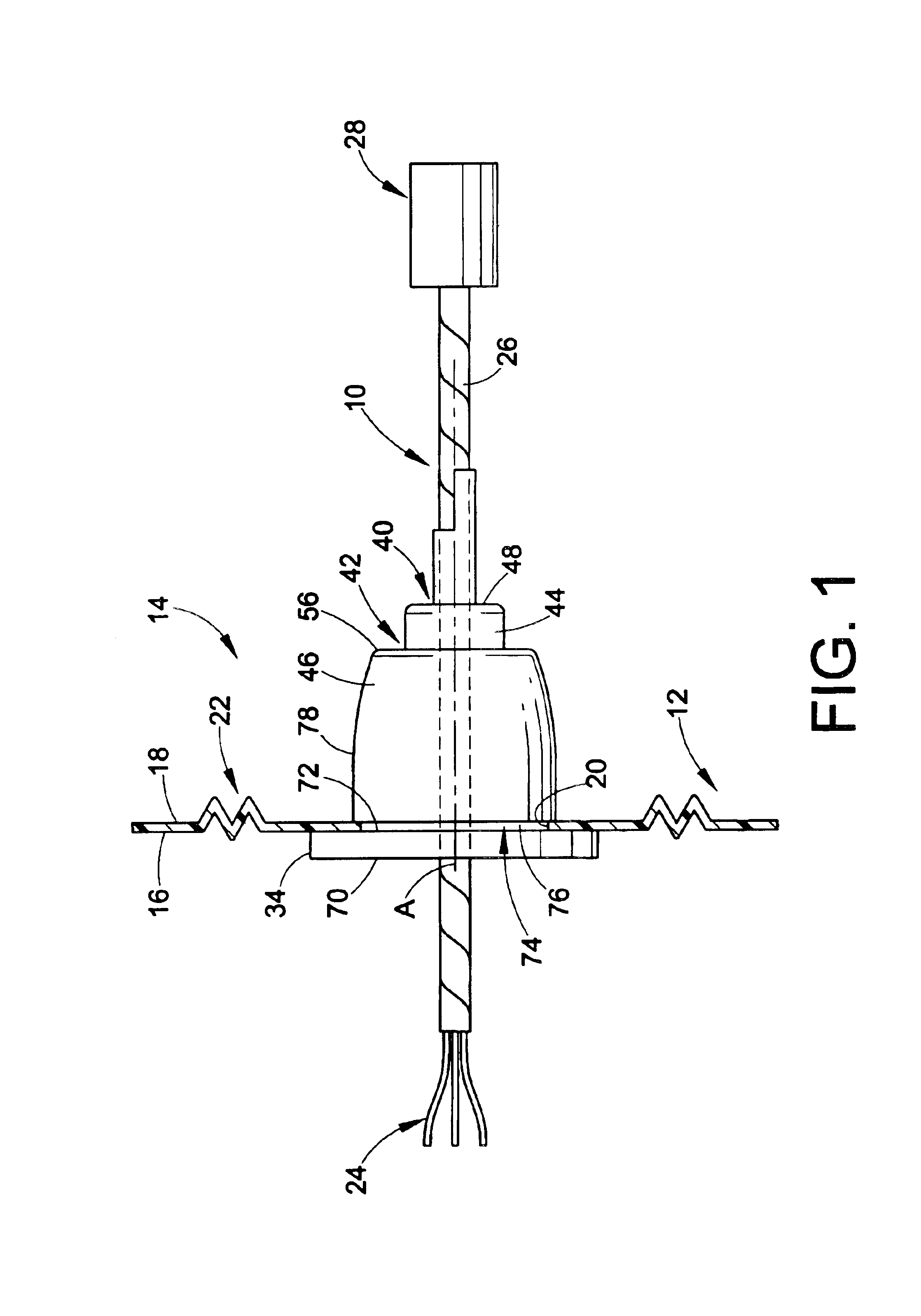 Wire pass through seal with grommets