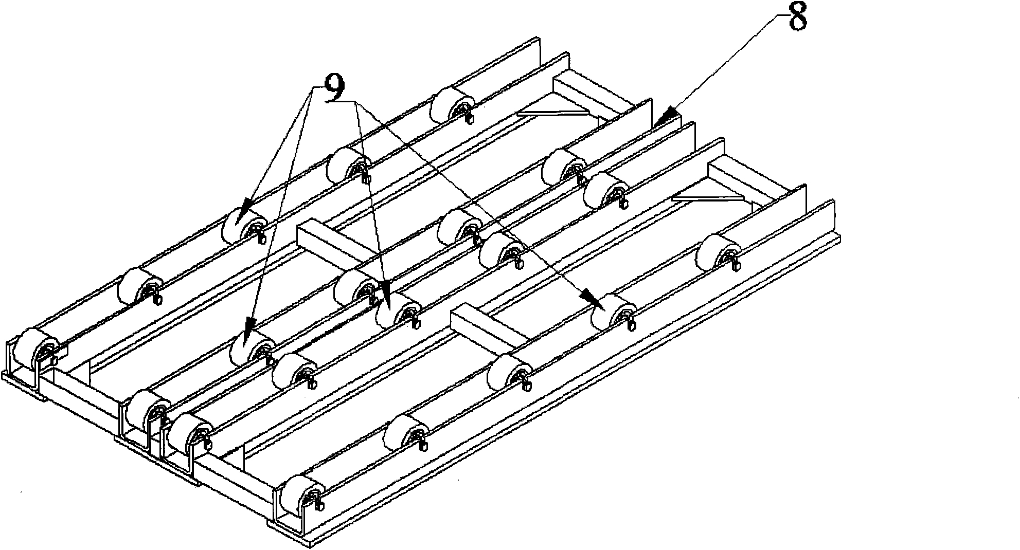 Device for transposing inner boxes as irradiation containers for irradiation device and operation method thereof