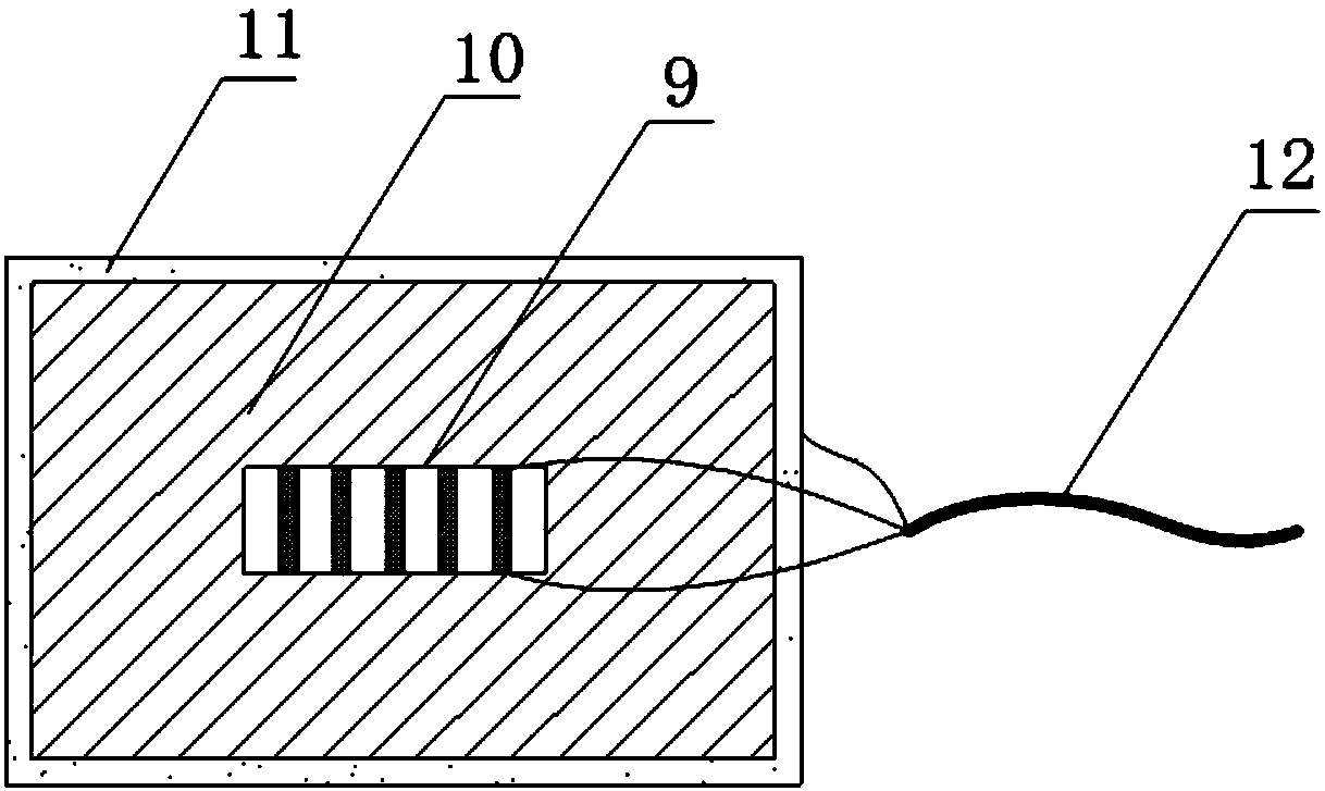 Shear stress sensor based on 1-3 type cement-based piezoelectric composites and preparation method thereof