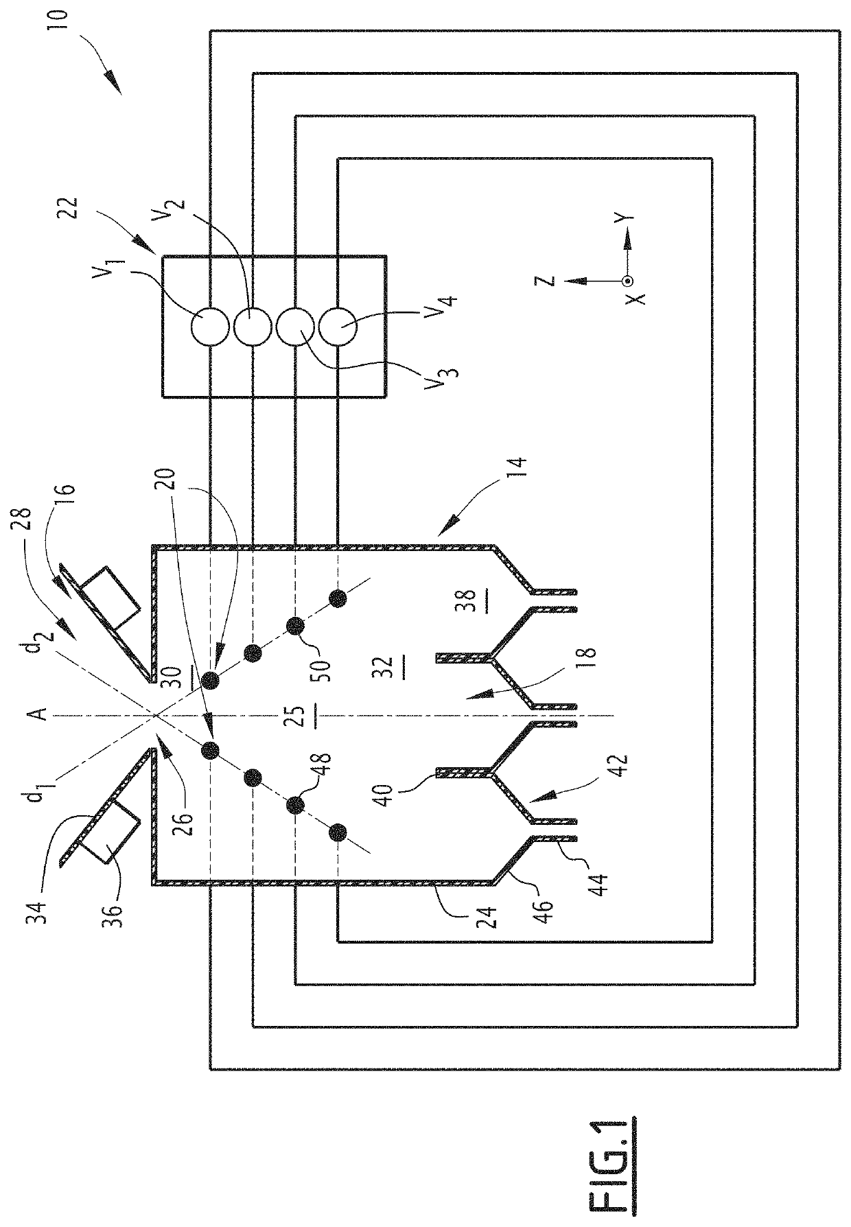 Electrostatic separation device, and associated separation method and use